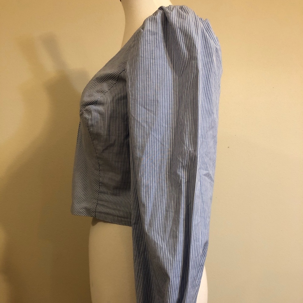 Urban Outfitters Blue Long Sleeve V Neck Crop Top - Picture 4 of 8